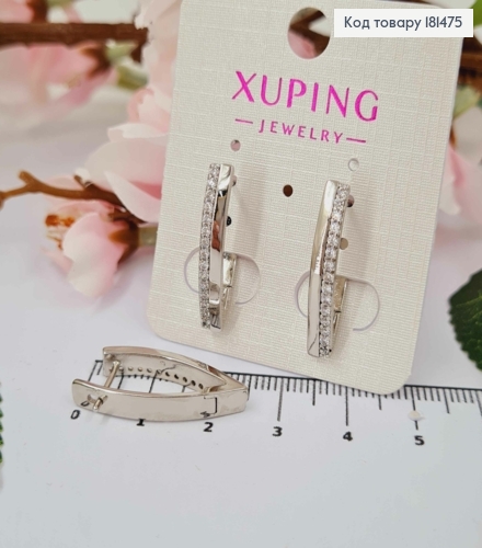 Сережки родовані стріли, з Блискучими камінцями в один рядок, 2,5см, англ застібка, Xuping 181475 фото 1