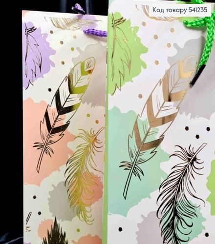 Пакет бумажный с принтом "Золотое Перо", 32*26*10см, Цвета в ассортименте 541235 фото 2