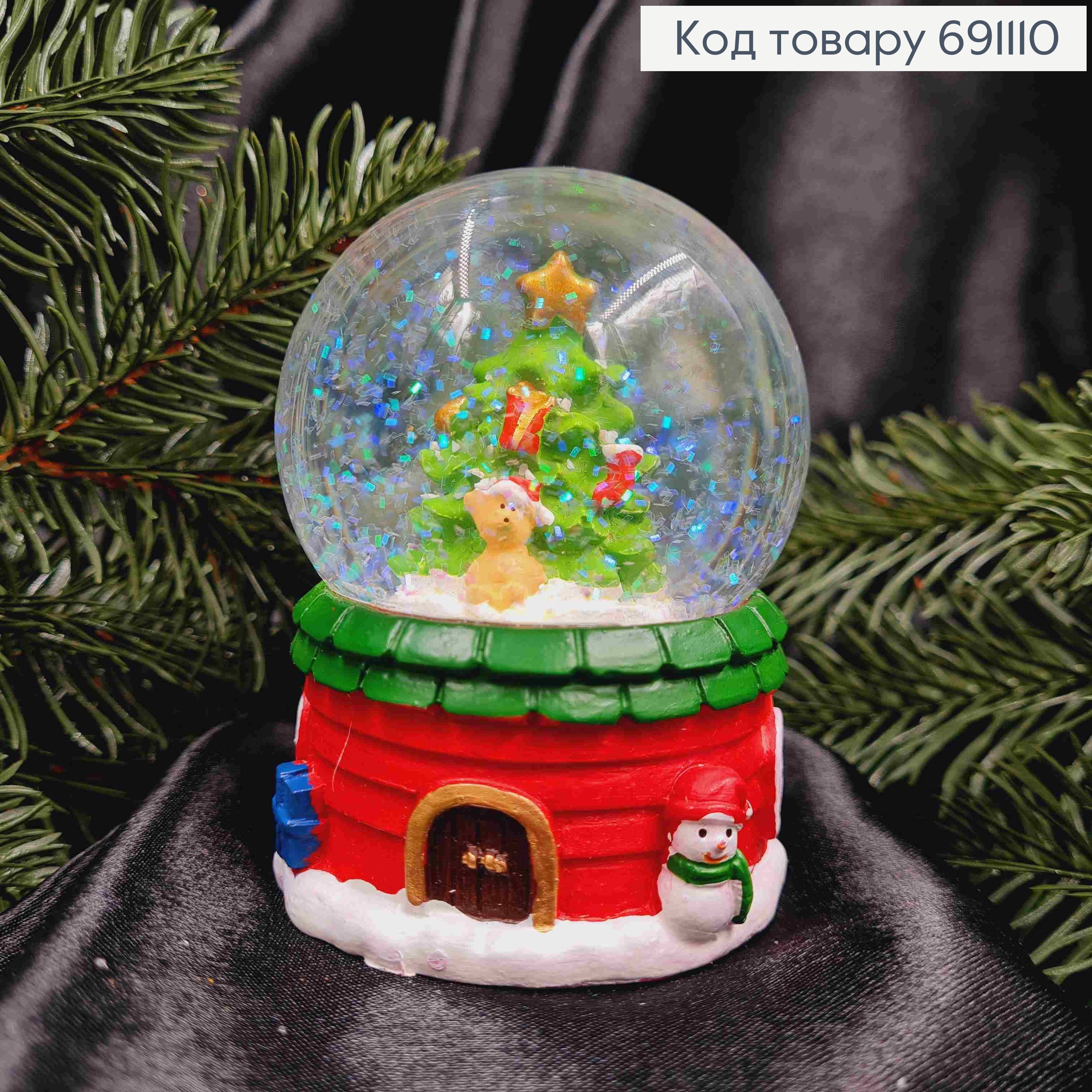 НОВОГОДНИЙ ШАР, стеклянный на керамической основе. "ЕЛКА", высота 9см, диаметр 7см 691110 фото 1