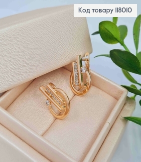 Серьги "Феерия" с блестящими камешками, 1,7см, английская застежка, Xuping 18K 118010 фото