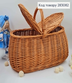 Кошик плетений для пікніку з кришкою (глибина 20см, довжина42см,ширина 25см) ПОЛЬЩА 283082 фото