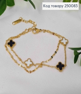 Браслет подвійний лимонного кольору, Van Cleef двосторонній, 17,2+5см, сталь Stainless Steel 250083 фото