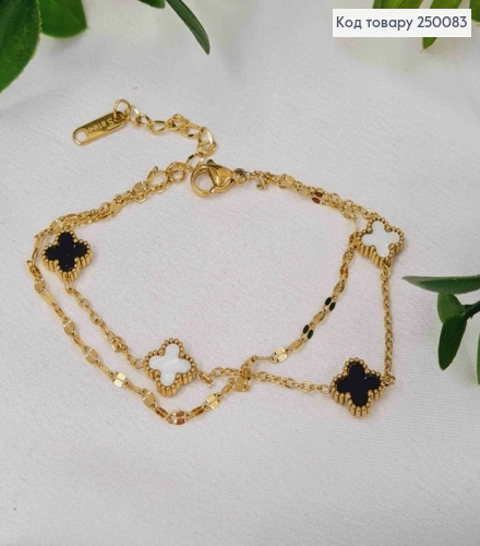 Браслет подвійний лимонного кольору, Van Cleef двосторонній, 17,2+5см, сталь Stainless Steel 250083 фото 1