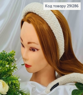 Обруч обв' язаний В'язкою, Молочного кольору, 3см 291286 фото