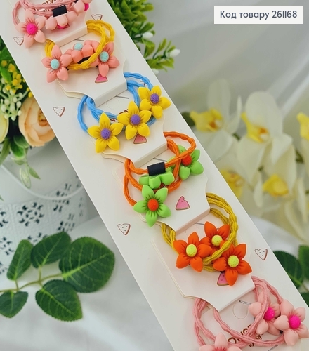 Резинка детская "Три цветочка" 30шт./уп. в ассорт. 261168 фото 1