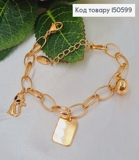 Браслет с котиком и шариком 18+3см, Xuping 18K 150599 фото