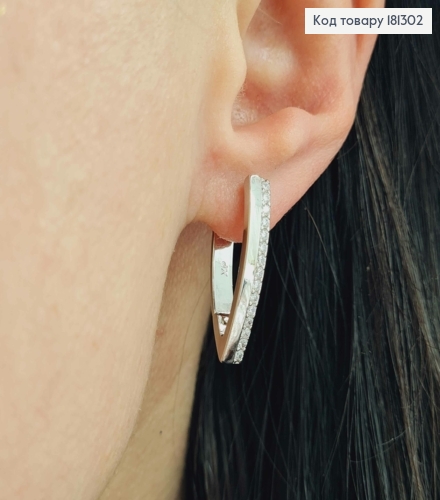 Серьги стрелы, 2,4см, с линией камней, Xuping 181302 фото 2