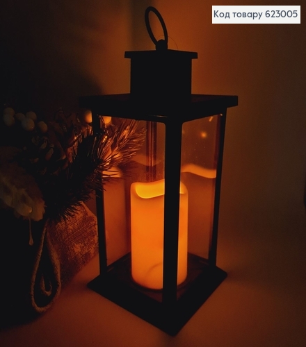 Ліхтарик  прозорий  28 см на батарейках чорний 623005 фото 1