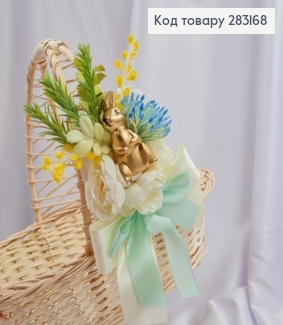 Повязка для корзины молочная из золота ЗАЙЧИКОМ, 15*15см, ручная работа, Украина 283168 фото