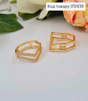 Кольцо, Геометрические линии, в камнях, Xuping 18K 170939 фото