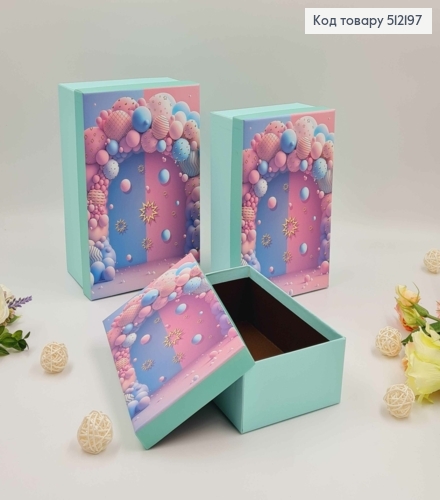 Набор коробок (3шт) "РОЖЕВО-ГОЛУБЫЕ", прямоугольные (23*16*9см, 20*13*8см, 18*11, 6,5см) 512197 фото 1