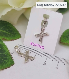 Кулон родований, Буква "X" в камінцях, 1см, Xuping  220247 фото