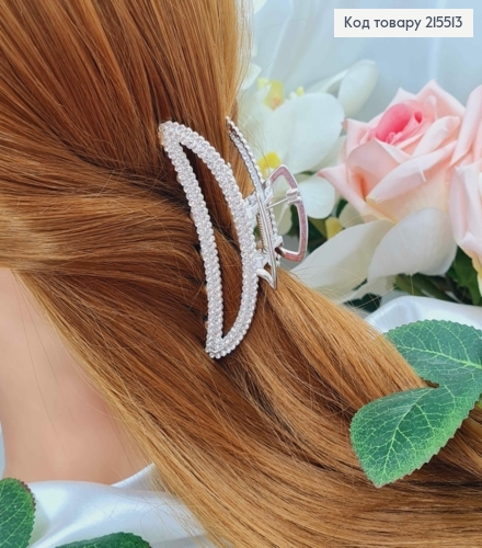 Краб металл, серебряного цвета, в камнях, Банан, 7,5см. 215513 фото 2