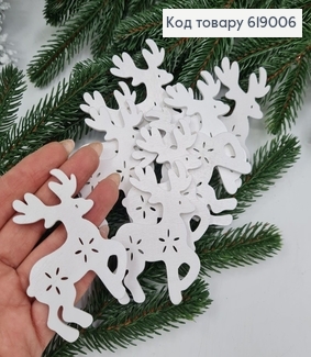 Набір олень  дерев'яні  білі  4*7 см 10 шт 619006 фото