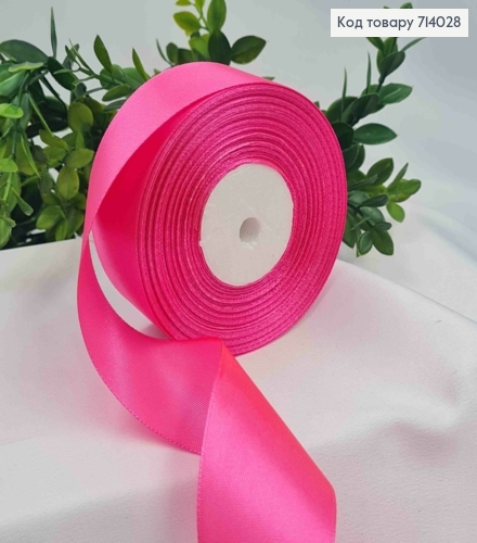 Лента атласная бриллиантово-розовая (цвет 089), ширина 4см, длина 36 ярдов (33м) 714028 фото 1