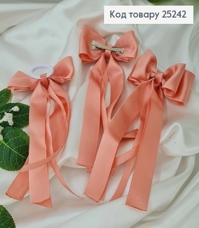 Резинка, Бант репсовый, светло-пудрового цвета, 9*15см, Ручная работа, Украина 25242 фото