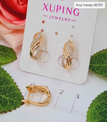 Серьги, "Бесконечность", 2*0,7см, англ. застежка, Xuping 116255 фото 1