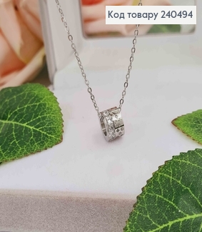 Цепочка, серебряного цвета, с подвеской Шайбочкой Луи Виттон, 40+5см, сталь Stainless Steel 240494 фото