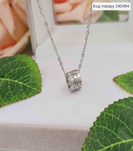 Цепочка, серебряного цвета, с подвеской Шайбочкой Луи Виттон, 40+5см, сталь Stainless Steel 240494 фото 1