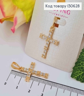 Крестик с Блестящими камешками, 2,5*1,7 см, Xuping 18K 130628 фото