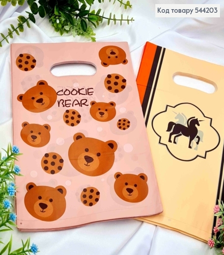 Пакет полиэтиленовый с принтом "Мишка" и "Единорог" в ассортименте, 100шт/уп, 30*20см 544203 фото 1