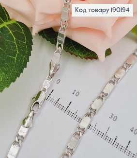 Цепочка родированя 4мм, длина 50см, пластинками Xuping 190194 фото