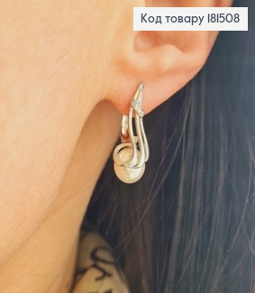 Сережки родовані, з Перлинкою та вензелями, 2,3см, англійська застібка, Xuping 181508 фото