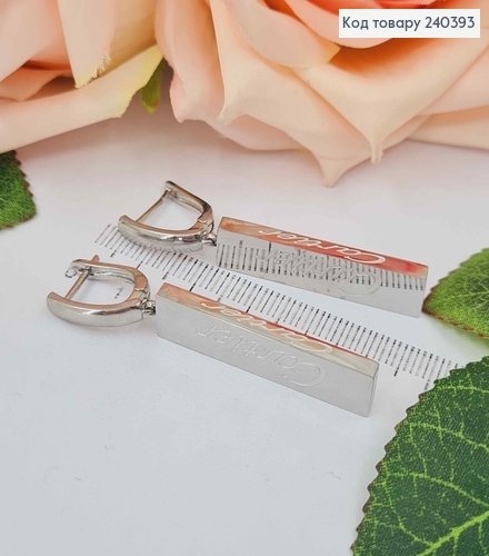 Серьги серебряного цвета, с подвеской "Картье", 3,5см, англ. сталь Stainless Steel 240393 фото 1