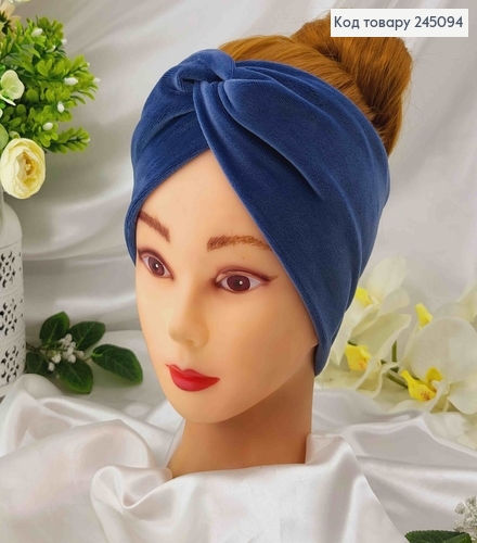 Повязка мягкий велюр, Синего цвета, 23,5*11см, ручная работа 275176 фото 1