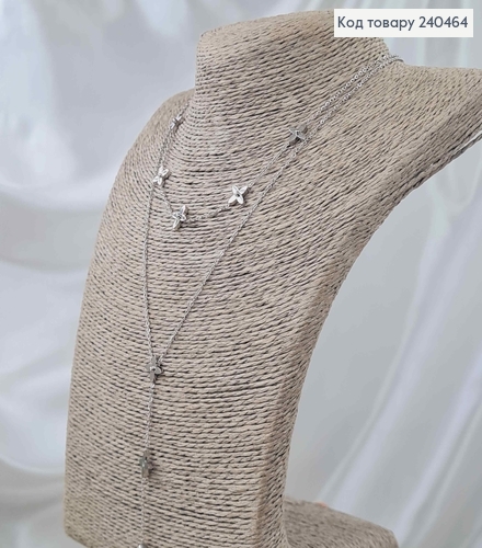 Ланцюжок подвйний срібн. кольору, з підвіскою "Van Cleef" та кульками, 40+5см, сталь Stainless Steel 240464 фото 1