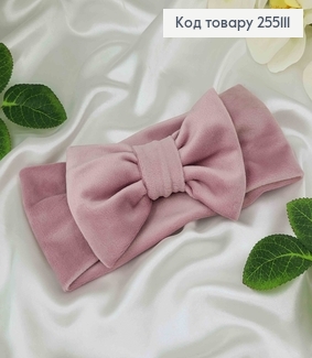 Повязка Бант, мягкий велюр, детская, ПУДРА, 20*9см, ручная работа, Украина. 275217 фото