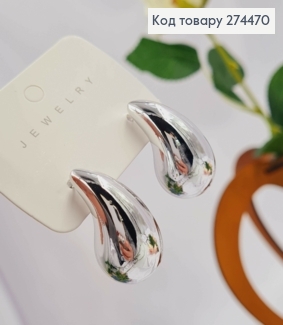 Серьги гвозди "КРАПЛИНКИ" серебряного цвета, 3см 295123 фото