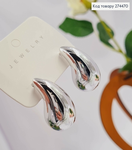 Серьги гвозди "КРАПЛИНКИ" серебряного цвета, 3см 295123 фото 1