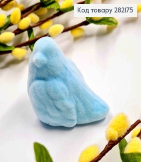 Фігурка "ГОРОБЧИК", (пластик, оксамит), БЛАКИТНОГО кольору, 5*5,5см 282175 фото