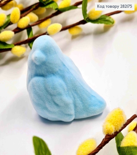 Фигурка "ВОРОБЕЙ", (пластик, бархат), ГОЛУБОГО цвета, 5*5,5см 282175 фото 1