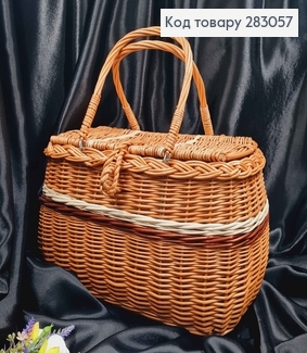 Кошик плетений для пікніку з кришкою (глибина 24см, довжина 34см,ширина 18см) ПОЛЬЩА 283057 фото