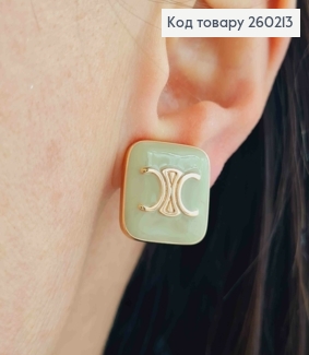 Сережки кліпси золотого кольору, CHANEL з бежевою емаллю (1,7см),сталь XianGuang 260213 фото