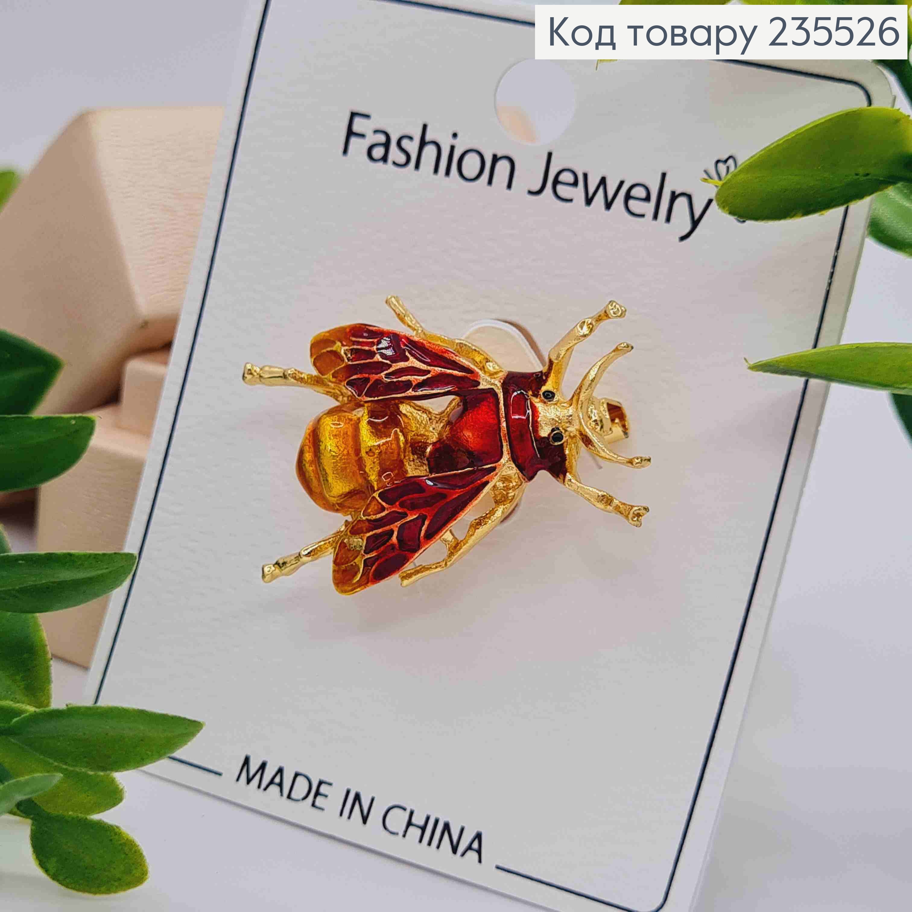Брошь металл "ЖУК" с Красными крыльями, 3,5*2,5см 235526 фото 1