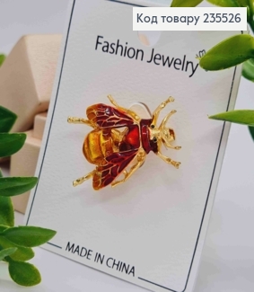 Брошь металл "ЖУК" с Красными крыльями, 3,5*2,5см 235526 фото