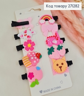 Заколка детская стрела 10шт/уп розовые с героями 274004 фото