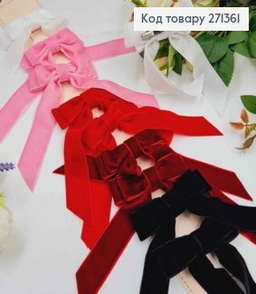 Набор детских заколок, цветные бархатные бантики, с длинными краями, 10шт/наб. 271361 фото