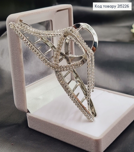 Краб металл УЗЕЛОК в камнях с цепочкой, 11,5см серебряного цвета 215226 фото 4