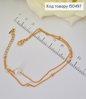 Браслет двойной с жемчужиной 16+4 см Xuping 18K 150497 фото