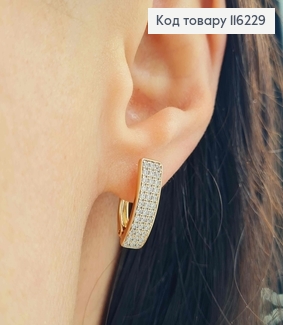 Серьги стрелы, прямоугольные пластинки в камешках, 1,7см, Xuping 18K 116229 фото