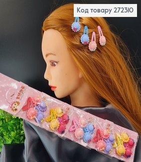 Заколка тик так детская Шляпки с бантиком 12пар/уп 272310 фото