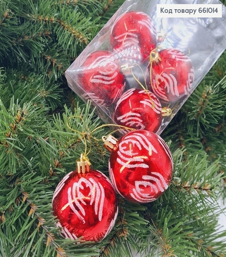Набір куль 60 мм червоні розпис   Китай  6шт/уп 661014 фото 1