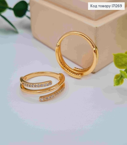 Кольцо украшено Нежными Блестящими камешками, Xuping 18К 171269 фото 1