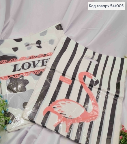 Пакет полиэтиленовый, Большой, "Lovely" и "Love Flamingo" в ассортименте, 100шт/уп, 44*35см 544005 фото 1