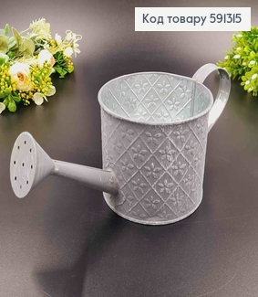 Лійка-кашпо, метал, сірого кольору, з візерунком, висота 10см, Польща 591315 фото