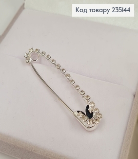 Брошка Шпилька "Звездопад" с камушками 5.5*1.2 см, серебряный цвет. 235144 фото